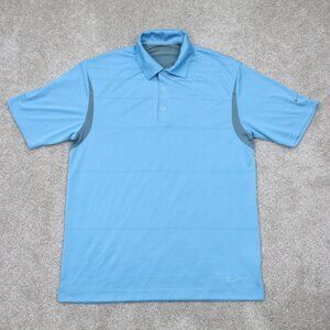 Nike Golf Polo Shirt Mens Small Blue FitDry Short Sleeve Polyester Pullover